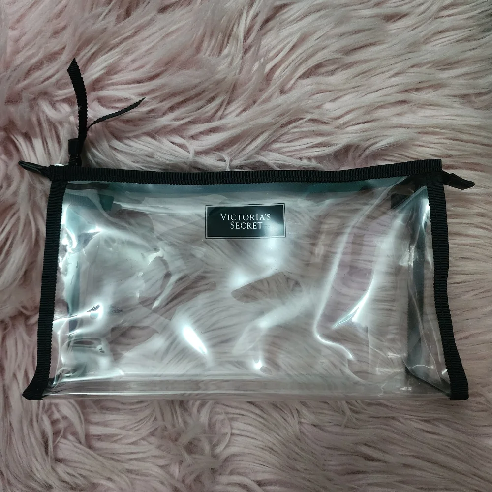 Victoria's Secret clear jelly plastic makeup cosmetic travel bag clutch